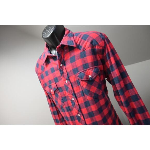 Wrangler Western Flannel Pearl Snaps Plaid Cowboy Shirt Long Sleeve Mens XLT - Picture 1 of 8